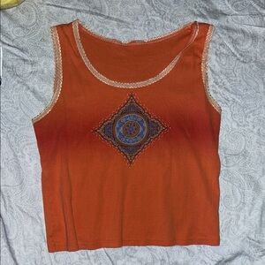 Orange Sleeveless Top with Detail